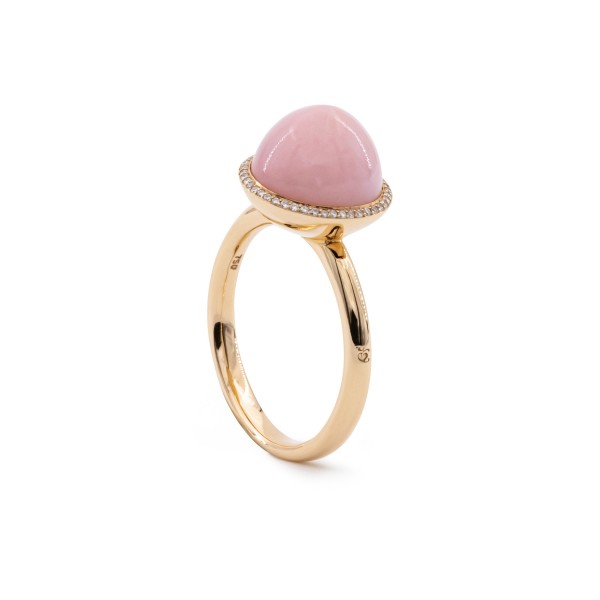 Ring Aldusblatt gross Pink Opal